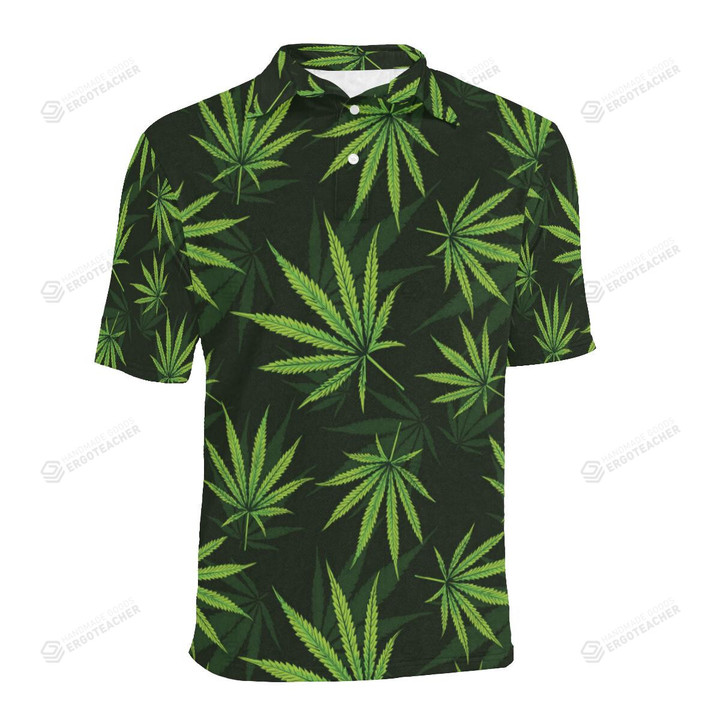 Pot Leaf Pattern Unisex Polo Shirt