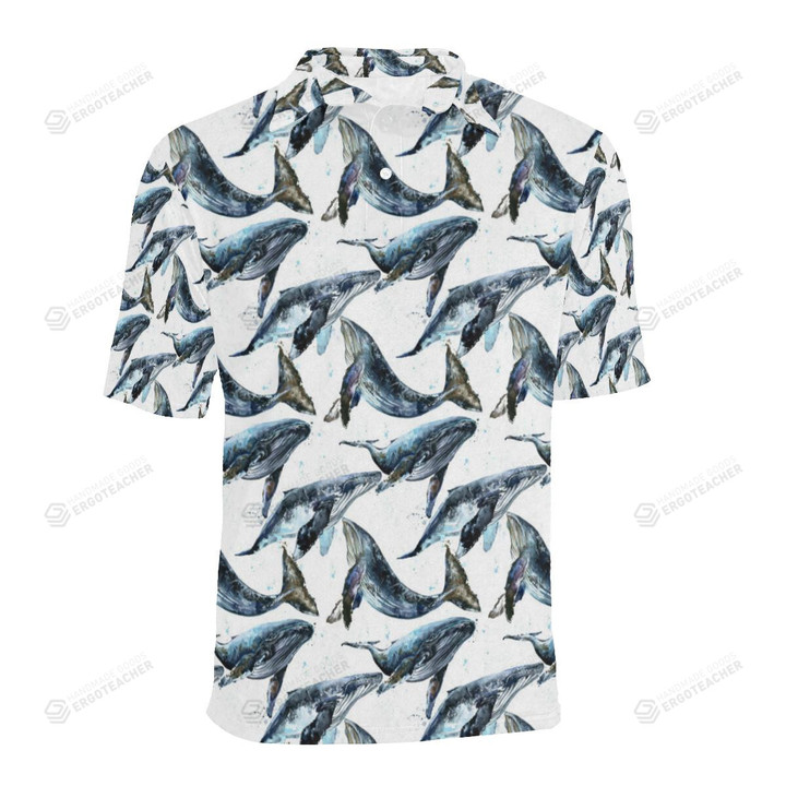 Blue Whale Pattern Unisex Polo Shirt