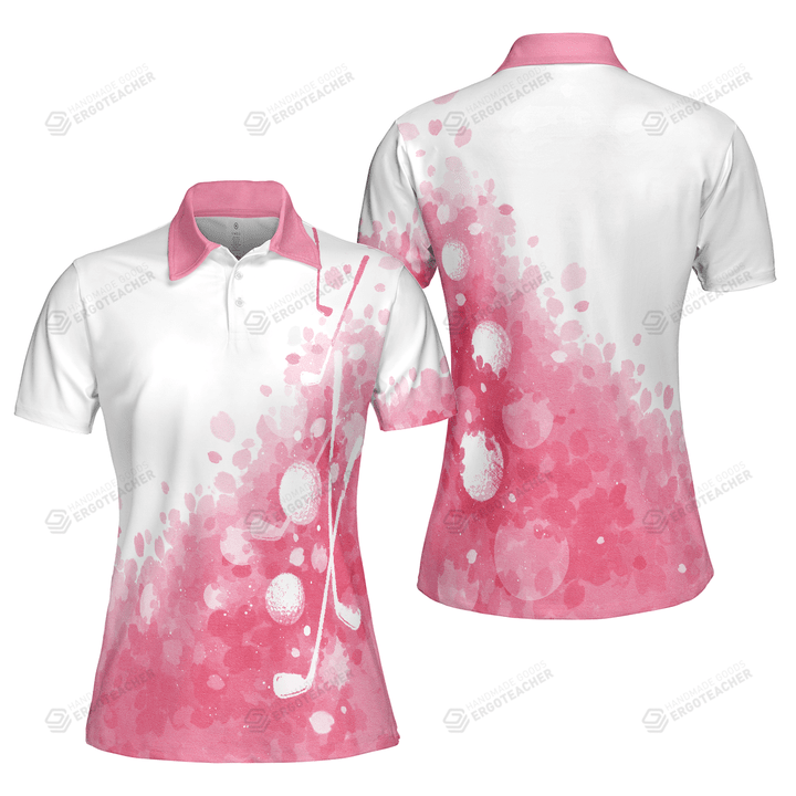 Artistic Pink and White Golf Unisex Polo Shirt