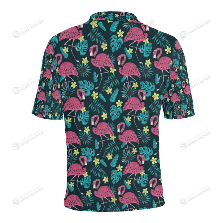 Flamingo Print Pattern Unisex Polo Shirt