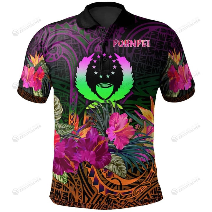 Pohnpei Summer Hibiscus Polo Shirt