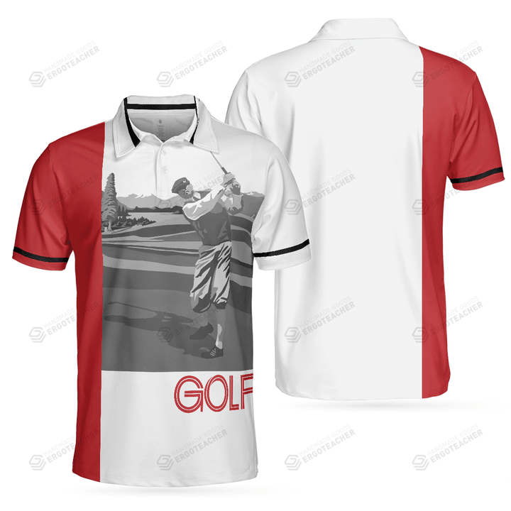 Man Playing Golf Polo Shirt