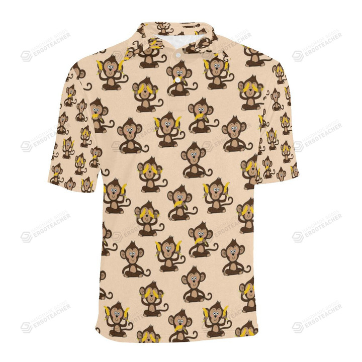 Monkey Pattern Unisex Polo Shirt