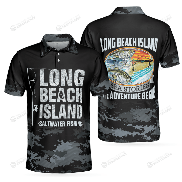 Long Beach Island Saltwater Fishing Polo Shirt