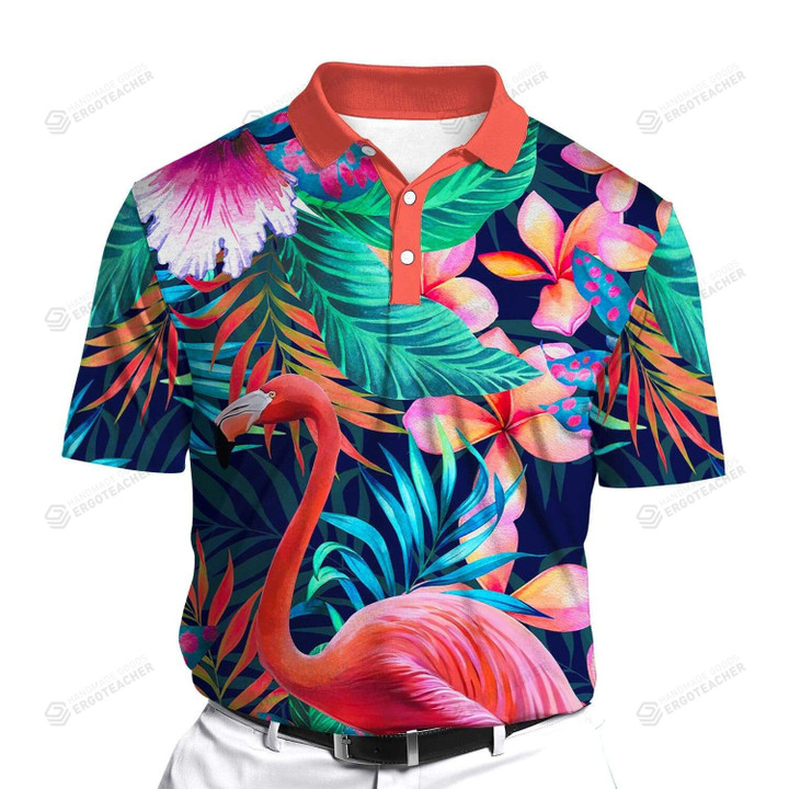 Flamingo Summer Tropical Polo Shirt
