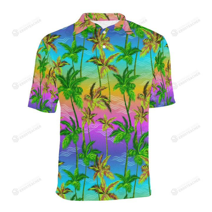 Palm Tree Rainbow Pattern Unisex Polo Shirt