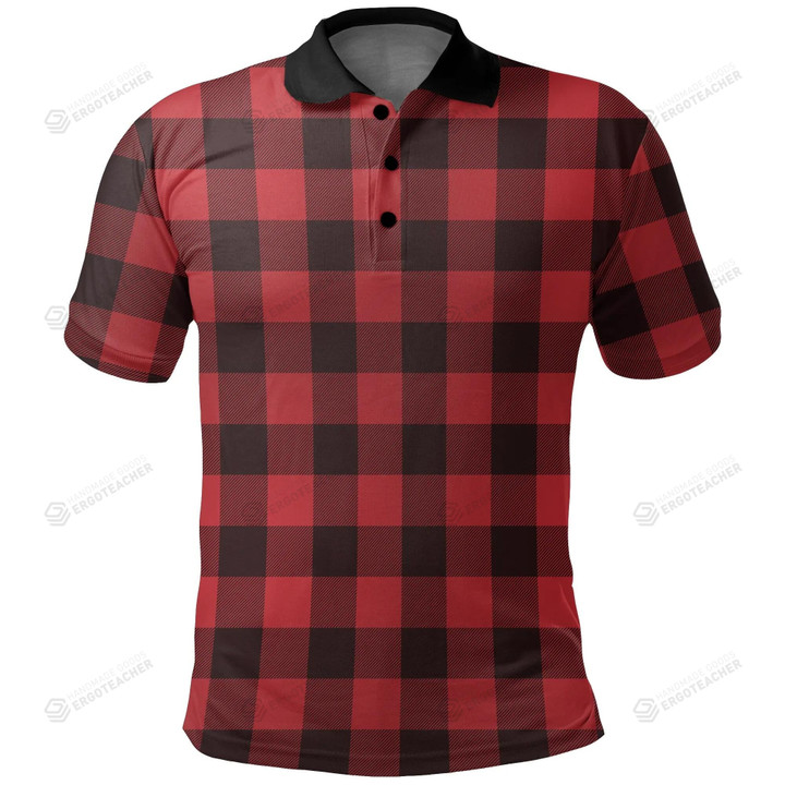 Red Black Buffalo Plaid Polo Shirt