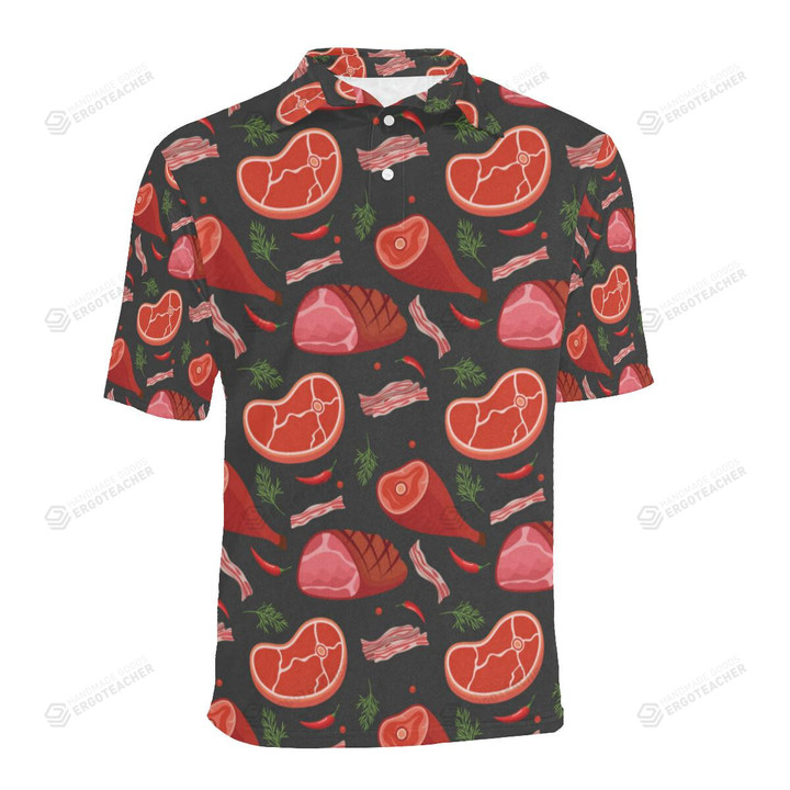 Meat Pattern Unisex Polo Shirt