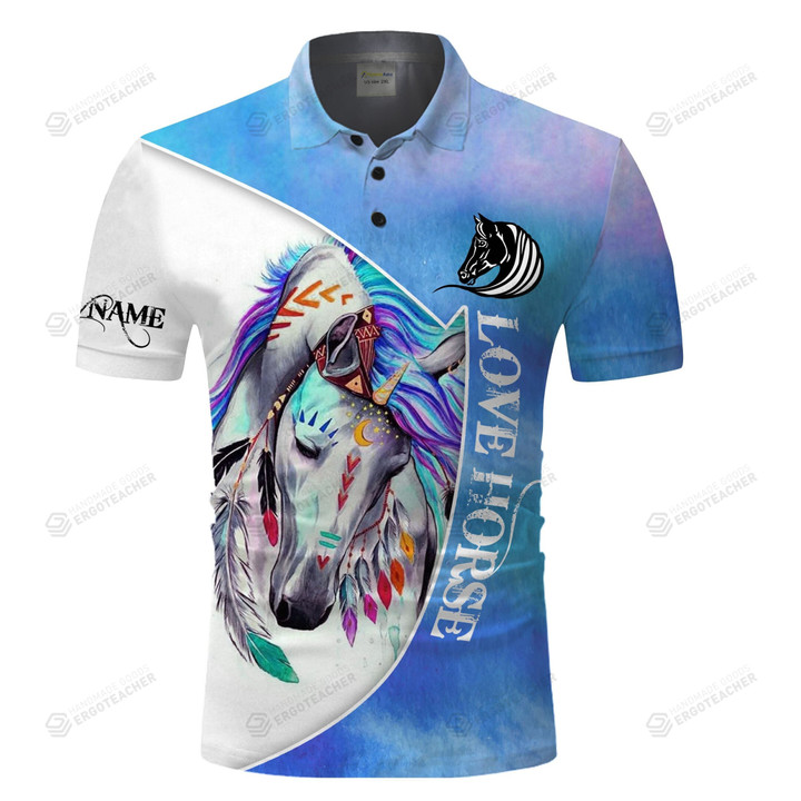 Personalized Beautiful Colorful Love Horse 3D All Over Printed Polo Shirt