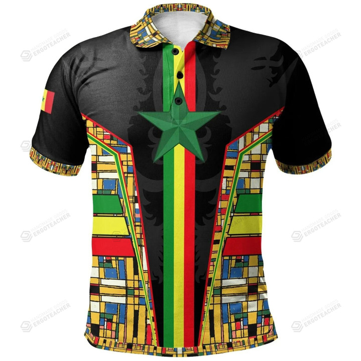 Senegal Flag Color And Coat Of Arm Polo Shirt