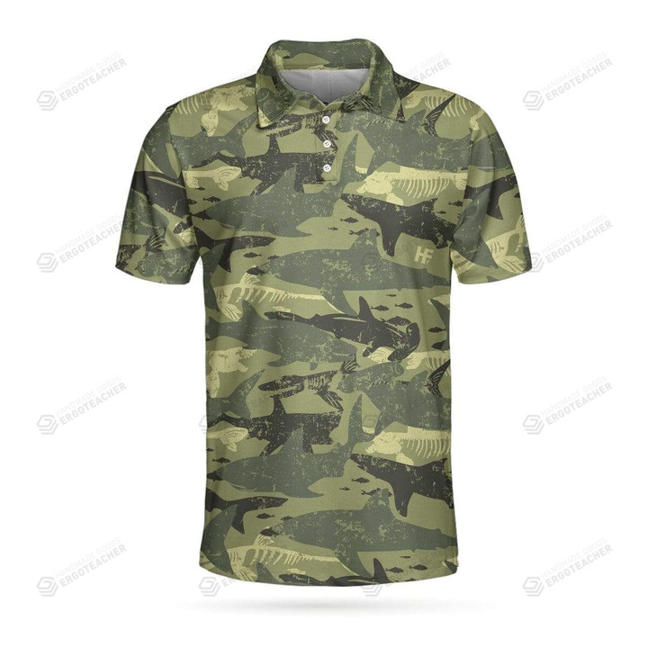 Camouflage Shark Pattern Short Sleeve Polo Shirt