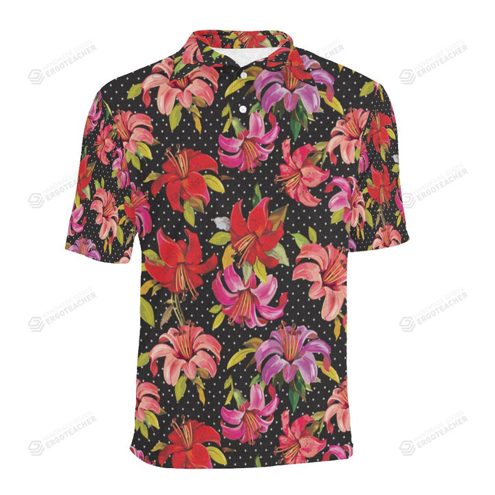 Lily Pattern Unisex Polo Shirt