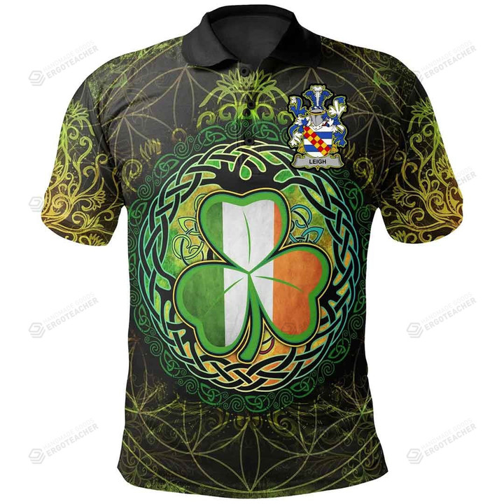 Irish Shamrock Triangle Leigh or McLaeghis Irish Family Crest Polo Shirt