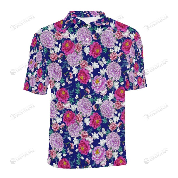 Dahlia Pattern Unisex Polo Shirt
