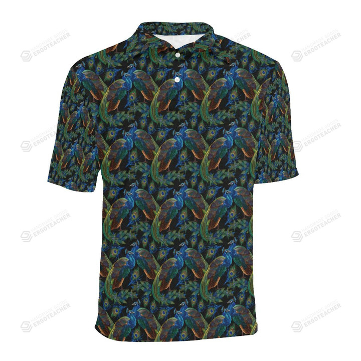 Peacock Themed Unisex Polo Shirt Polo Shirt
