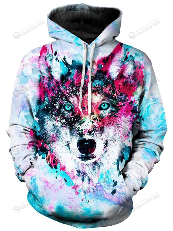 Wolf Animal Colorful Vibrant Unisex 3d All Over Print Hoodie Or Zip-Up Hoodie