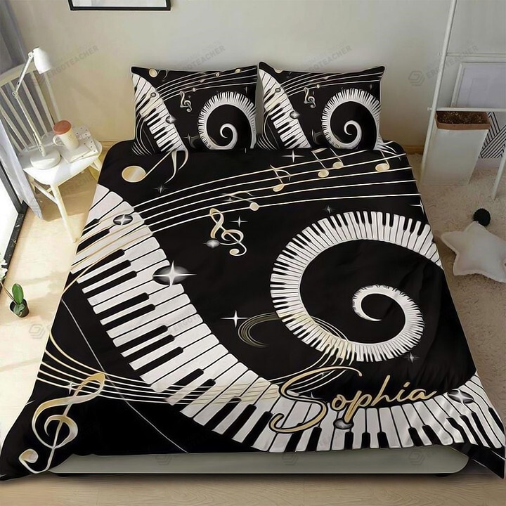 Personalized Custom Name Music Sheet Piano Bed Sheets Spread Duvet Cover Bedding Set