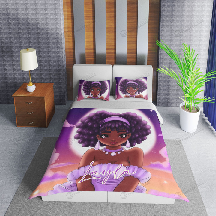 Personalized Cutest Black Girl So Cool Bedding Set