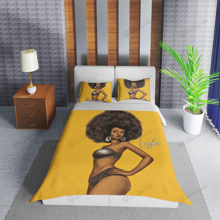 Personalized African Afro Black Sexy Girl Art Duvet Cover Bedding Set