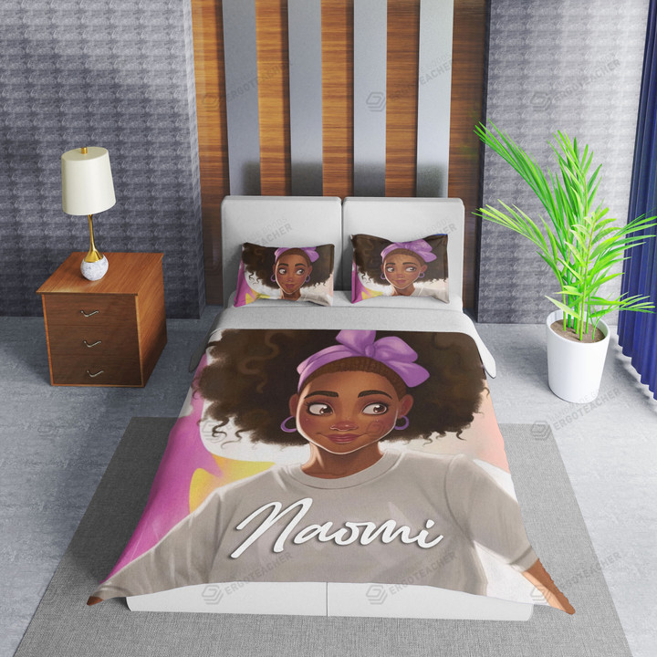 Personalized Black Girl Magic Melanin Duvet Cover Bedding Set