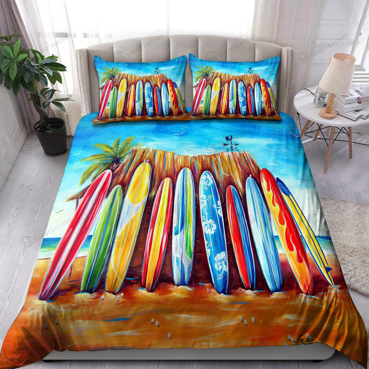 Surfboard And Beach Bed Sheets Spread Duvet Cover Bedding Set