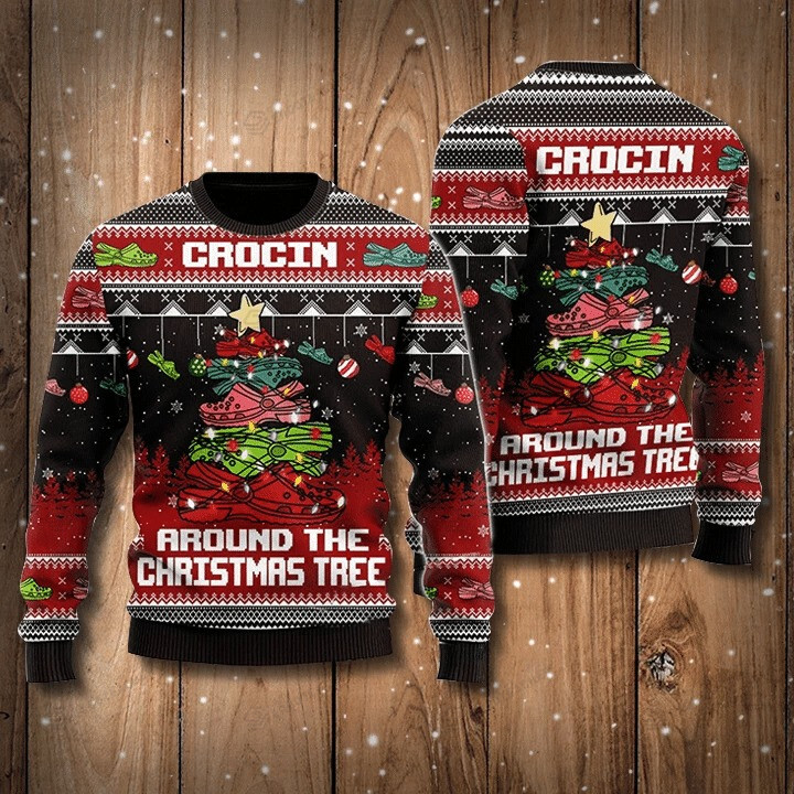 Crocin Around The Christmas Tree Funny Ugly Christmas Sweater