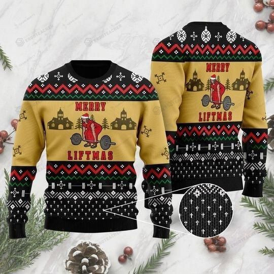 Merry Liftmas Jesus Ugly Christmas Sweater, All Over Print Sweatshirt