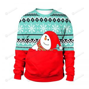 Christmas Cute Snowman Ugly Christmas Sweater, All Over Print Sweatshirt
