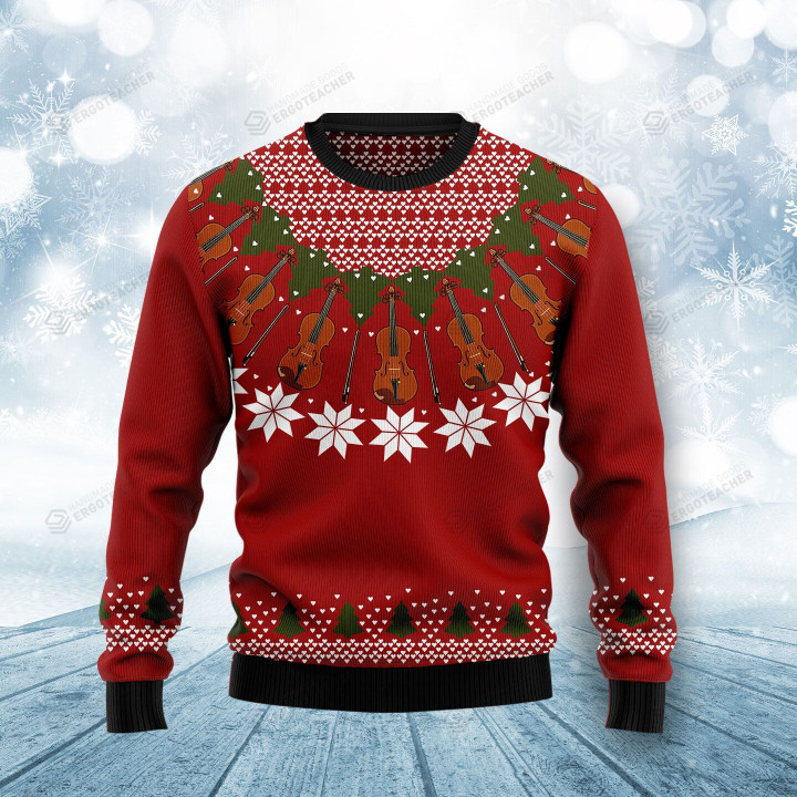 Violin Lover Ugly Christmas Sweater, All Over Print Sweatshirt