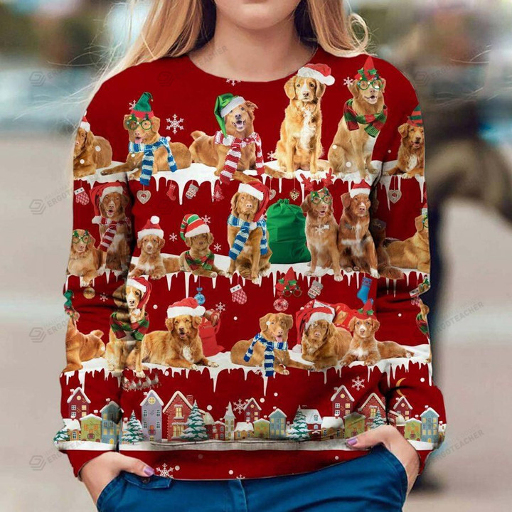 Nova Scotia Duck Tolling Retriever Ugly Christmas Sweater, All Over Print Sweatshirt