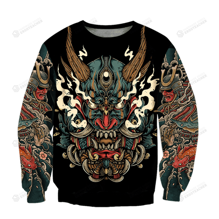 Samurai Tattoo Art Ugly Christmas Sweater, All Over Print Sweatshirt