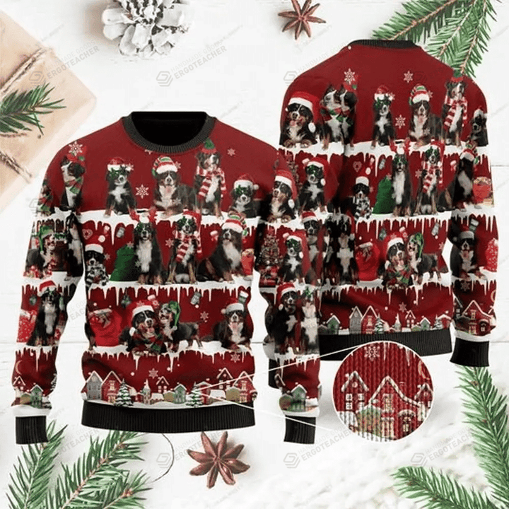 Bernese Mountain Dog Ugly Christmas Sweater, All Over Print Sweatshirt