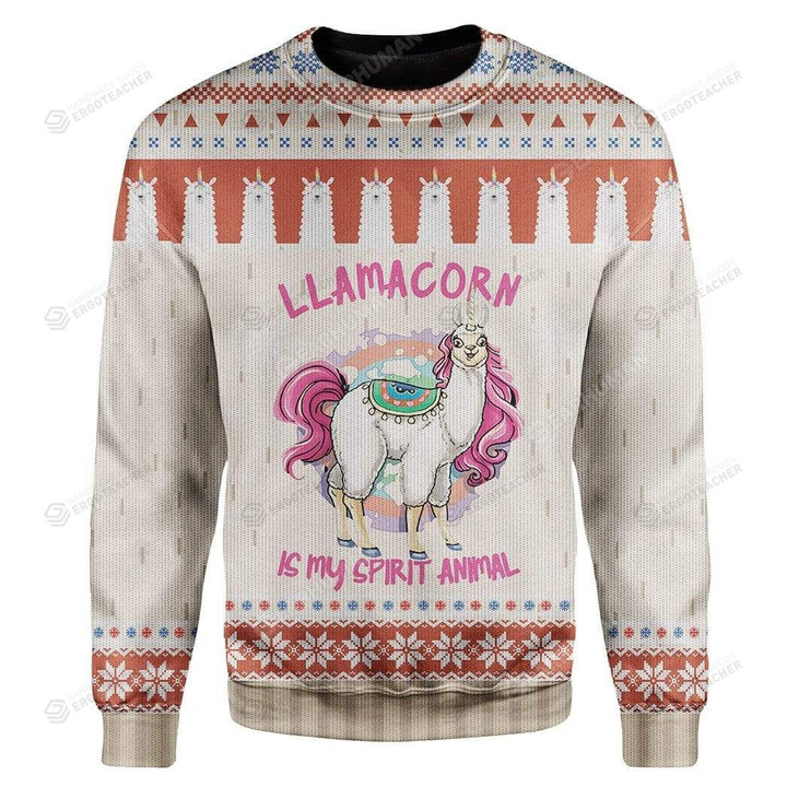 Llamacorn Is My Spirit Animal Unicorn For Unisex Ugly Christmas Sweater, All Over Print Sweatshirt