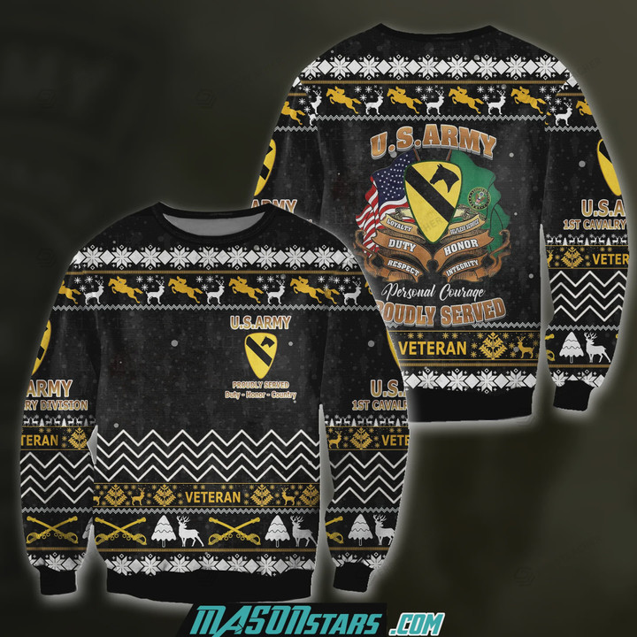 3D All Over 1st Carvalry Division Veteran Ugly Sweater