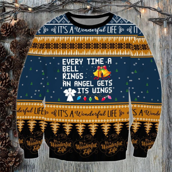 It's A Wonderful Time, Every Time A Bell Rings An Angel Gets Its Wings For Unisex Ugly Christmas Sweater, All Over Print Sweatshirt