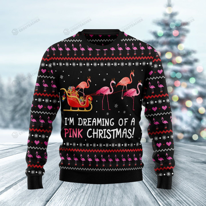 Flamingo I’m Dreaming Of A Pink Christmas Christmas Ugly Sweater