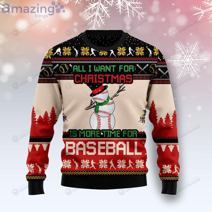Christmas Time For Baseball Ugly Sweater