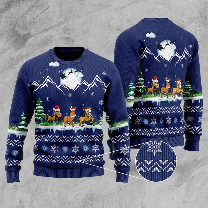 Horse On Christmas Ugly Christmas Sweater, All Over Print Sweatshirt
