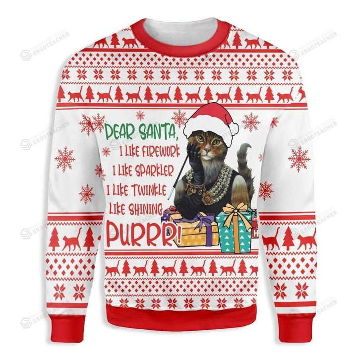 Dear Santa Funny Cat Ugly Christmas Sweater, All Over Print Sweatshirt