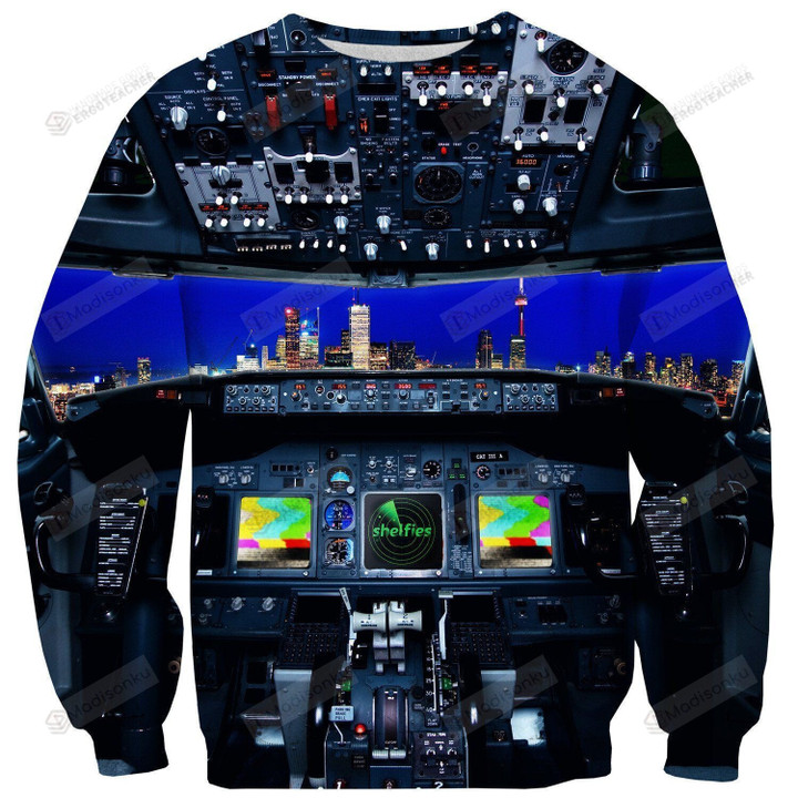 Plane Cockpit Ugly Christmas Sweater