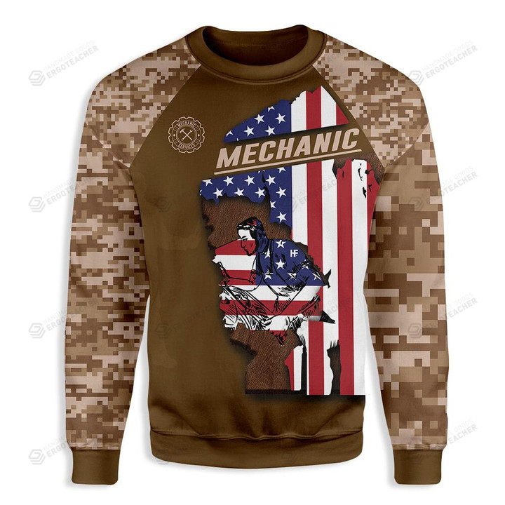 Mechanic American Proud Ugly Christmas Sweater, All Over Print Sweatshirt