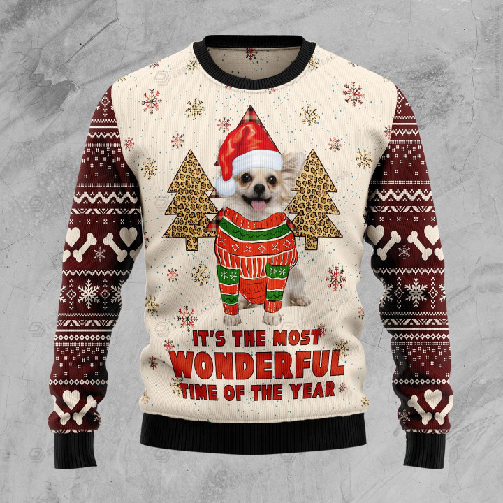 Chihuahua The Most Beautiful Time Ugly Christmas Sweater, All Over Print Sweatshirt