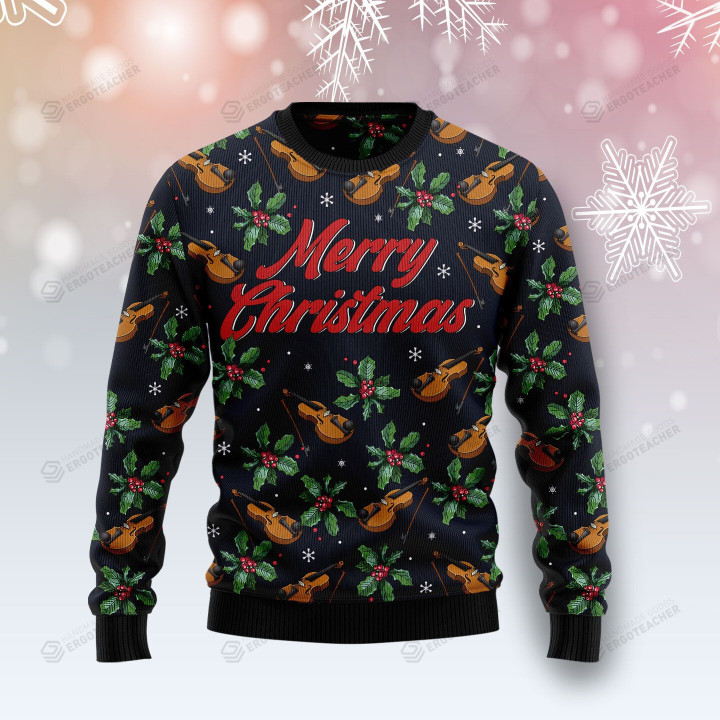 Violin Christmas For Unisex Ugly Christmas Sweater, All Over Print Sweatshirt
