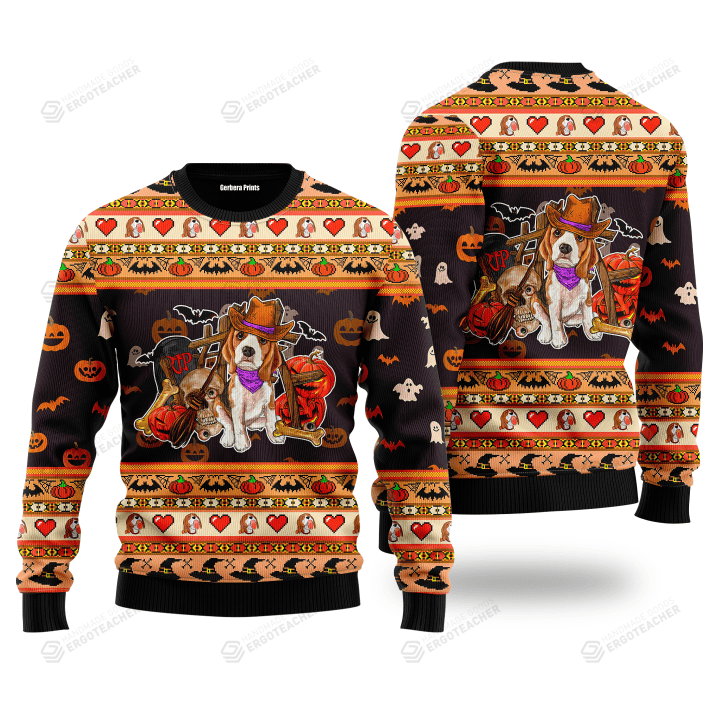Halloween Beagle Dog Ugly Christmas Sweater, Halloween Beagle Dog 3D All Over Printed Sweater