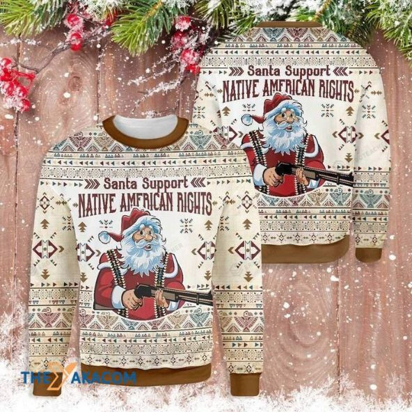 Santa Support Native American Ugly Sweater