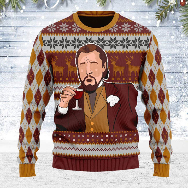 Merry Christmas Gearhomies Leo Laughing Meme Ugly Christmas Sweater, All Over Print Sweatshirt