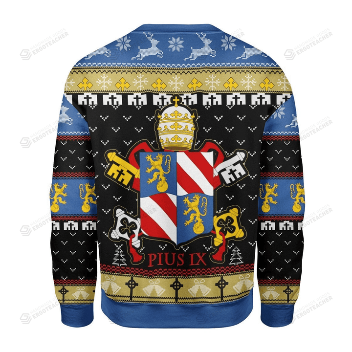 Pope Pius IX Coat Of Arms Ugly Christmas Sweater, All Over Print Sweatshirt