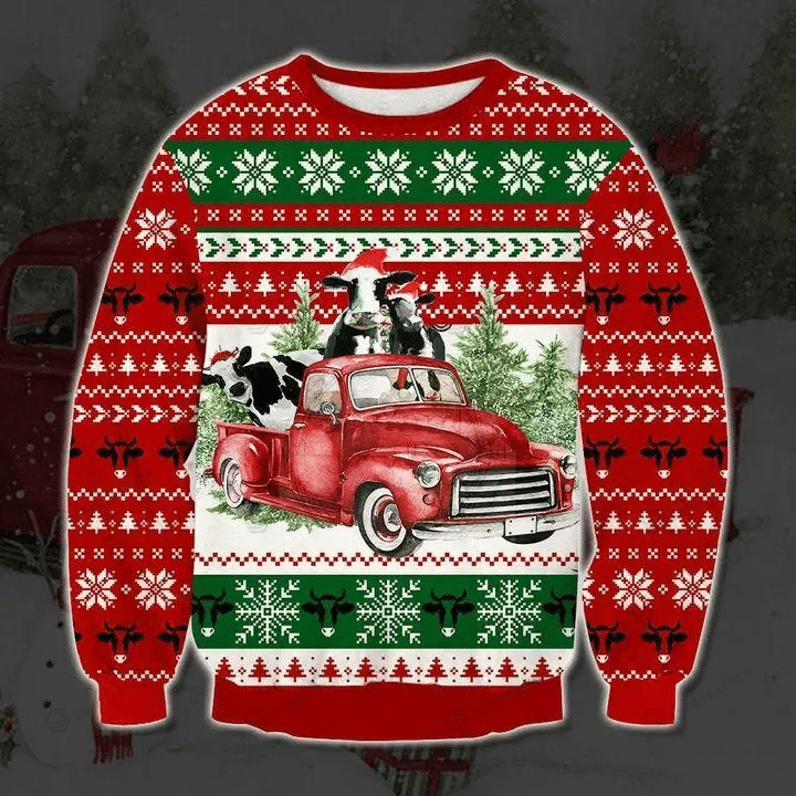 Moey Christmas Cows Ugly Christmas Sweater, All Over Print Sweatshirt