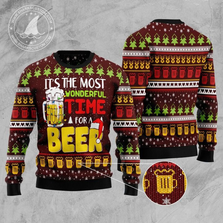 It’s The Most Wonderful Time For A Beer For Men Ugly Christmas Sweater, All Over Print Sweatshirt