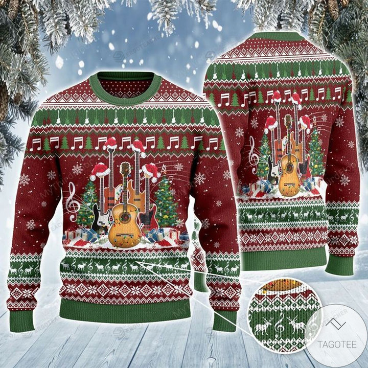 Guitar In Christmas Theme Ugly Christmas Sweater